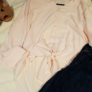 Apt 9 blush pink tie front blouse 4/$25